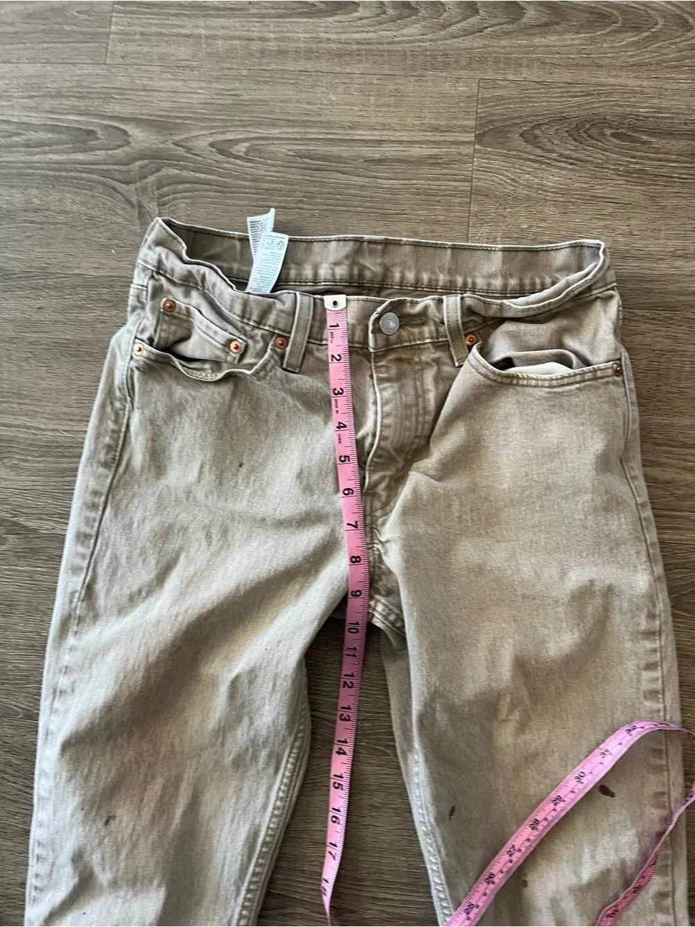 Levi’s 511 Slim Khaki Jeans Mens 32x34 Beige Stretch Denim Distressed Pants